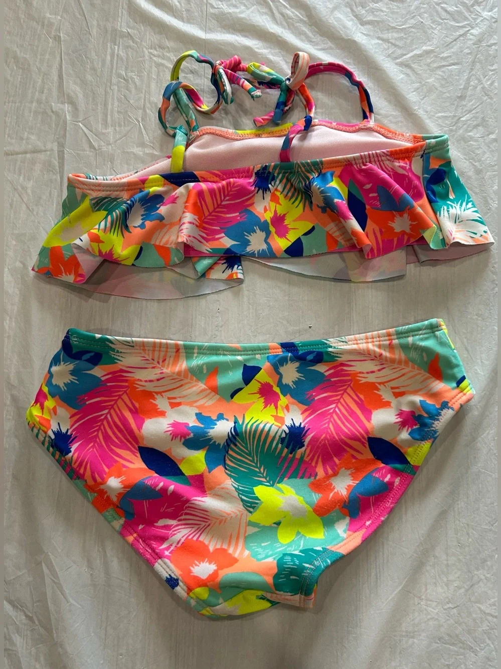 Cat & Jack Girls Tropical Floral Bikini - Pink, Teal, Neon Yellow, Orange